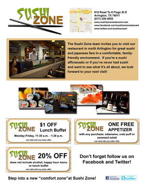 Restaurant coupon one-sheet