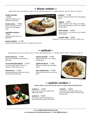 Restaurant menu