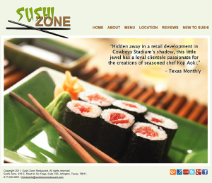 Restaurant website, ~2009