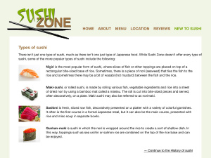 Restaurant guide to sushi, types